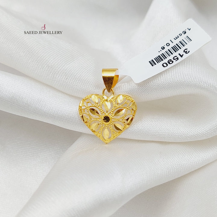 21K Gold Light Heart Pendant by Saeed Jewelry - Image 4