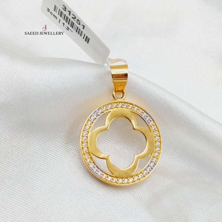 21K Gold Zircon Studded Rose Pendant by Saeed Jewelry - Image 1