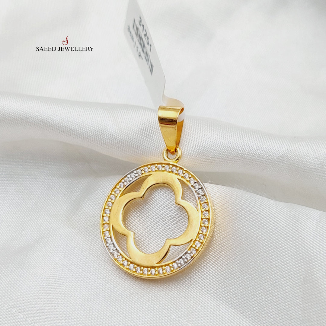 21K Gold Zircon Studded Rose Pendant by Saeed Jewelry - Image 4