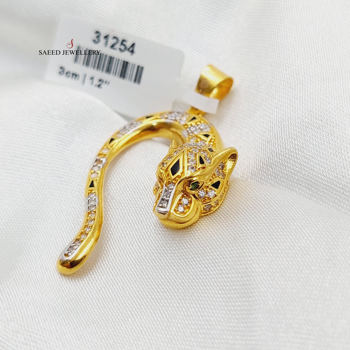 21K Gold Zircon Studded Tiger Pendant by Saeed Jewelry - Image 3