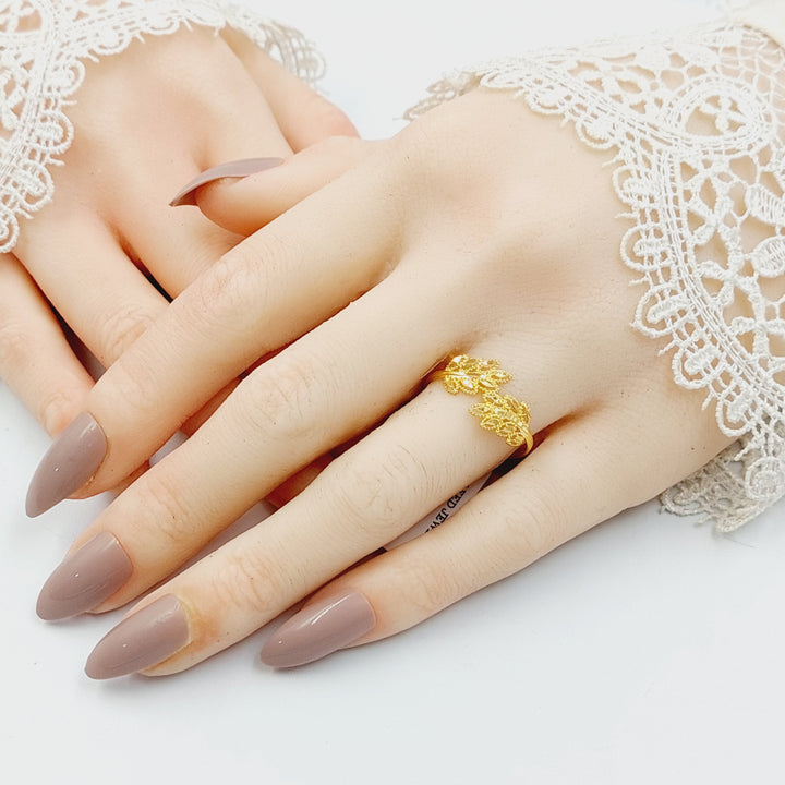 21K خاتم ورق الشجر-مجوهرات الشيخ سعيد-Saeed Jewelry 