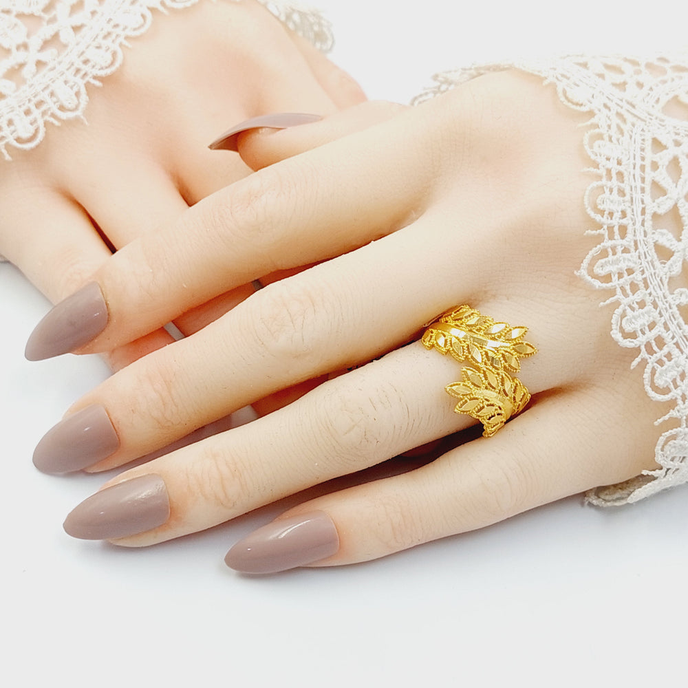 21K خاتم ورق الشجر-مجوهرات الشيخ سعيد-Saeed Jewelry 