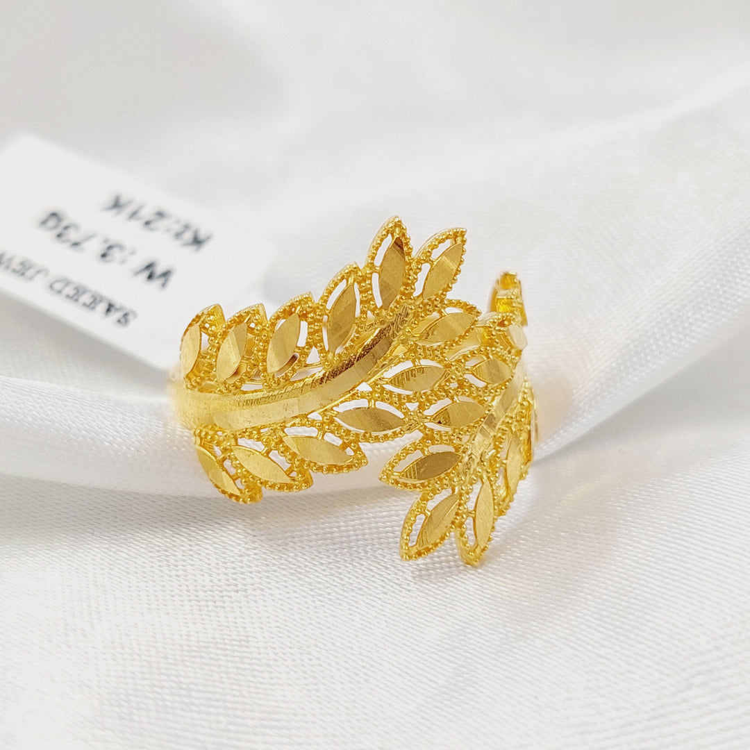 21K خاتم ورق الشجر-مجوهرات الشيخ سعيد-Saeed Jewelry 