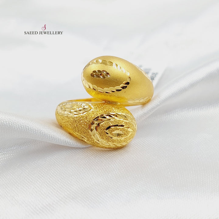 21K خاتم اكسترا نطاقين-مجوهرات الشيخ سعيد-Saeed Jewelry 