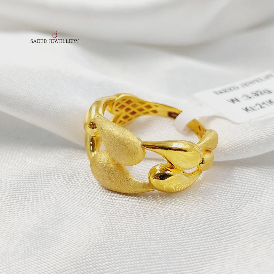 Almond Ring Made of 21K Gold by Saeed Jewelry 