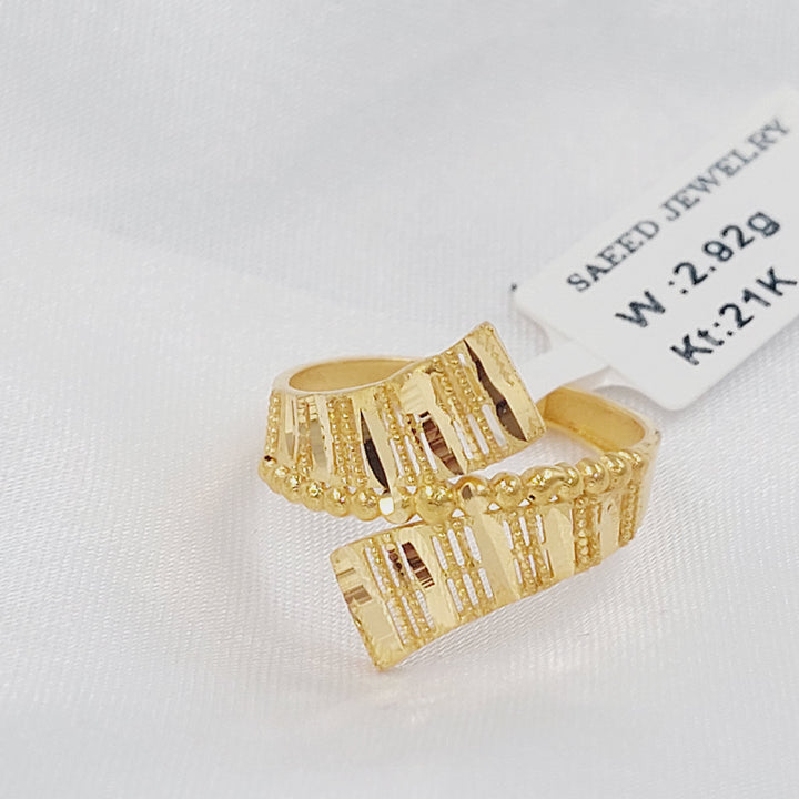 21K خاتم نقش طابات-مجوهرات الشيخ سعيد-Saeed Jewelry 