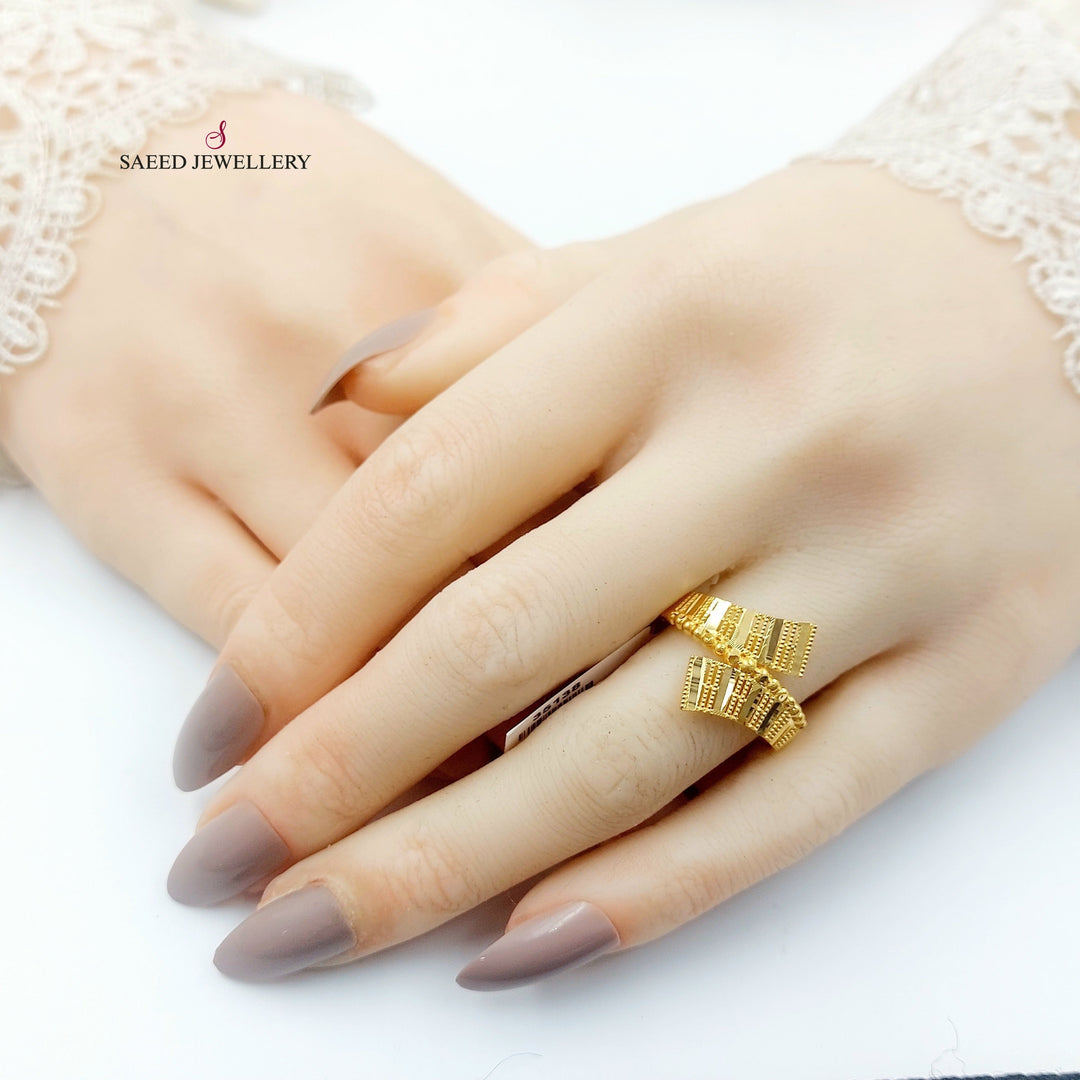 Balls Engraved Ring Made of 21K Gold by Saeed Jewelry 
