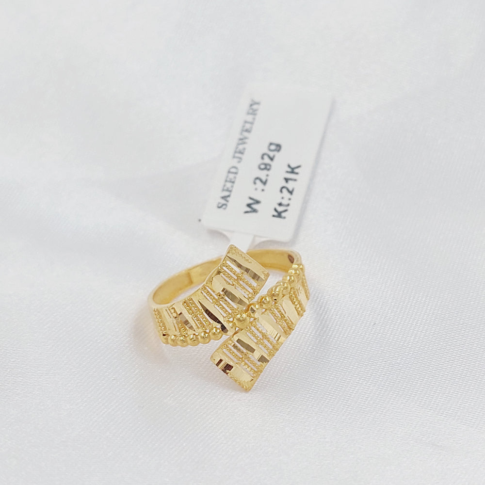 21K خاتم نقش طابات-مجوهرات الشيخ سعيد-Saeed Jewelry 