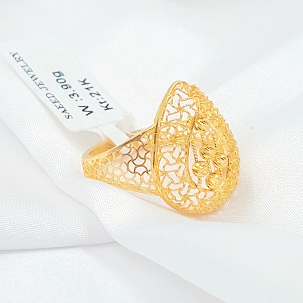 Balls Engraved Ring Made of 21K Gold by Saeed Jewelry 