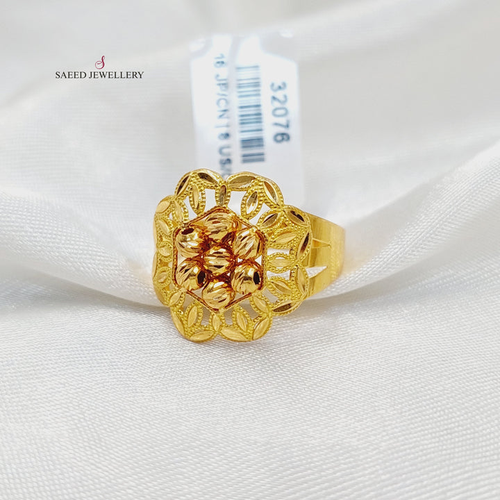 21K Gold Balls Leaf Ring by Saeed Jewelry - Image 1