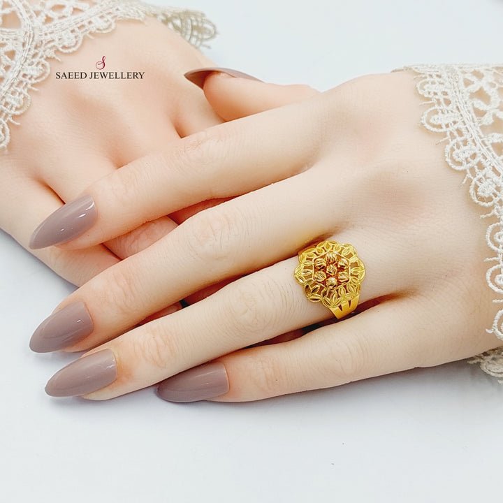 21K Gold Balls Leaf Ring by Saeed Jewelry - Image 4