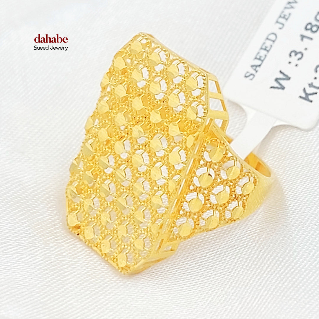 21K خاتم خلية النحل-مجوهرات الشيخ سعيد-Saeed Jewelry 