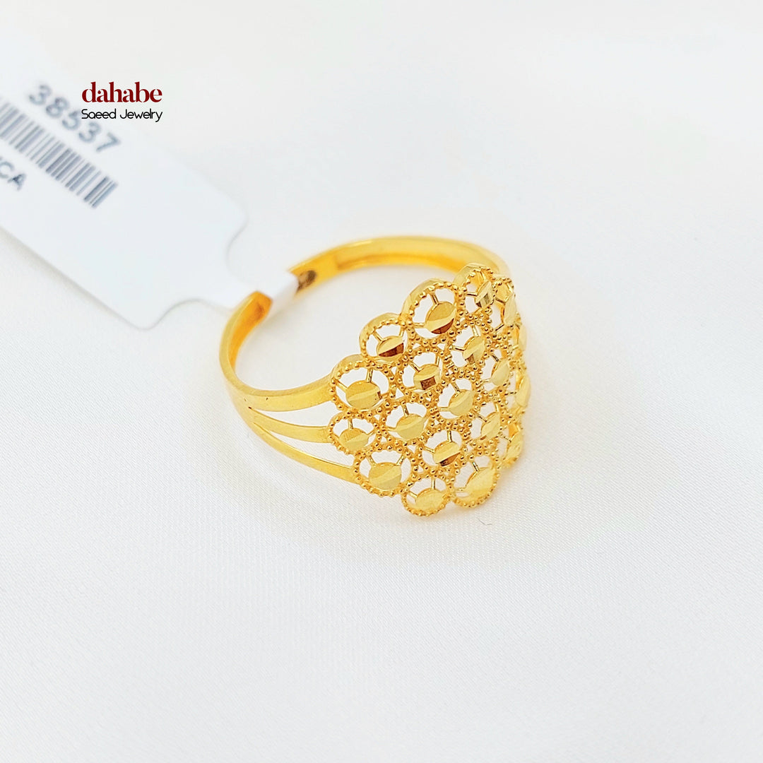 21K Gold Honeycomb Cluster Ring