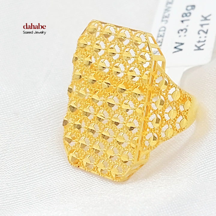 21K خاتم خلية النحل-مجوهرات الشيخ سعيد-Saeed Jewelry 