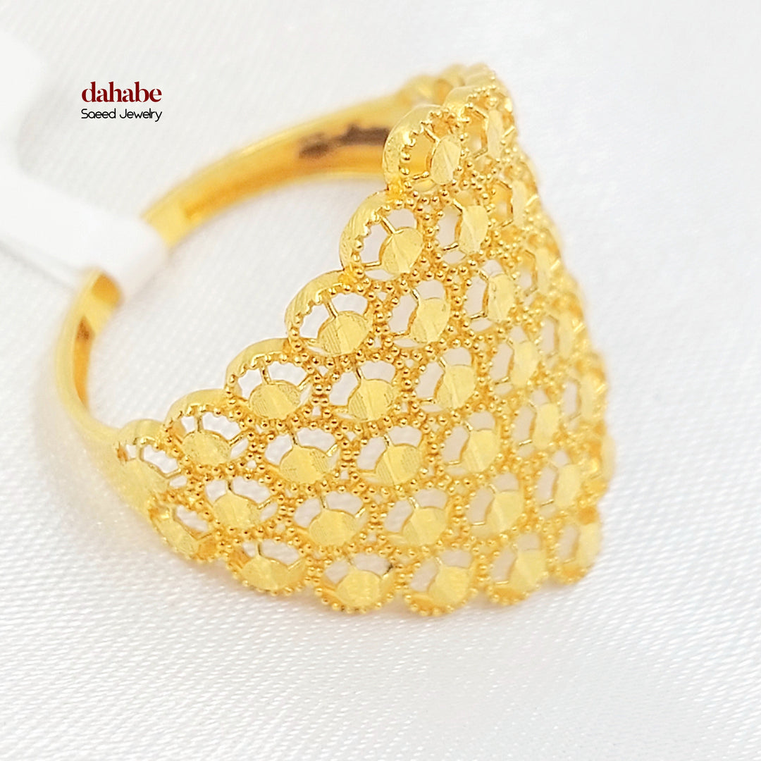 21K خاتم خلية النحل-مجوهرات الشيخ سعيد-Saeed Jewelry 