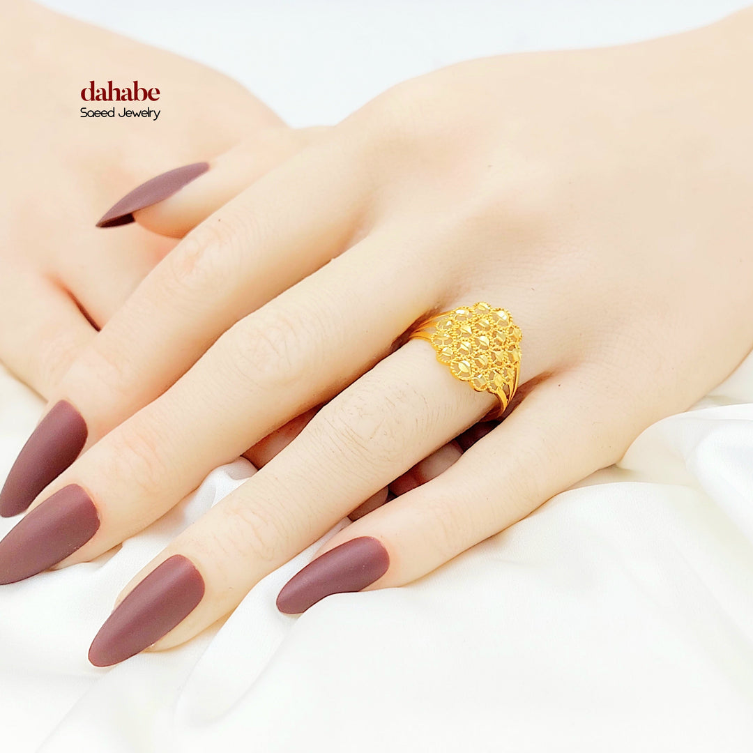 21K Gold Honeycomb Cluster Ring