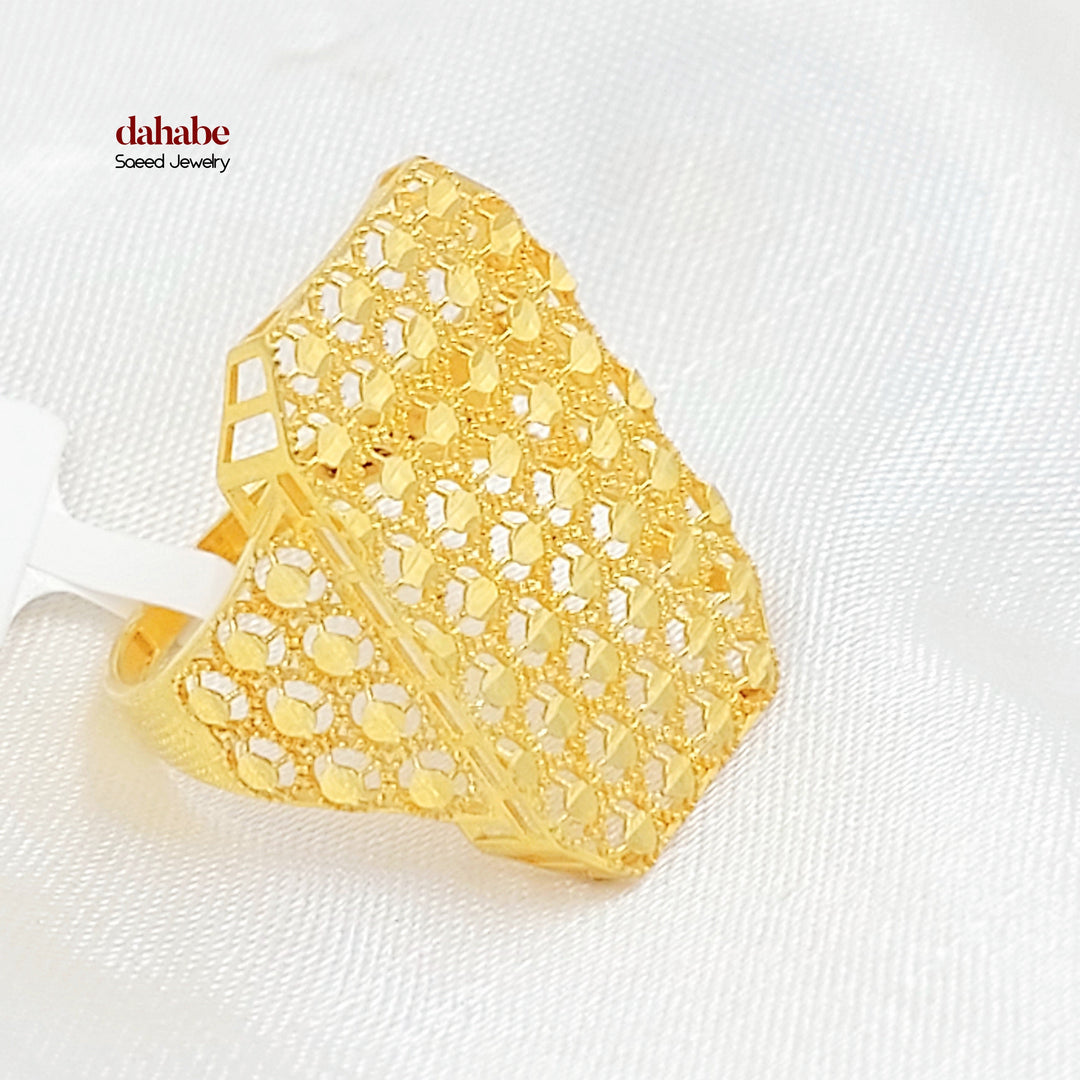 21K خاتم خلية النحل-مجوهرات الشيخ سعيد-Saeed Jewelry 