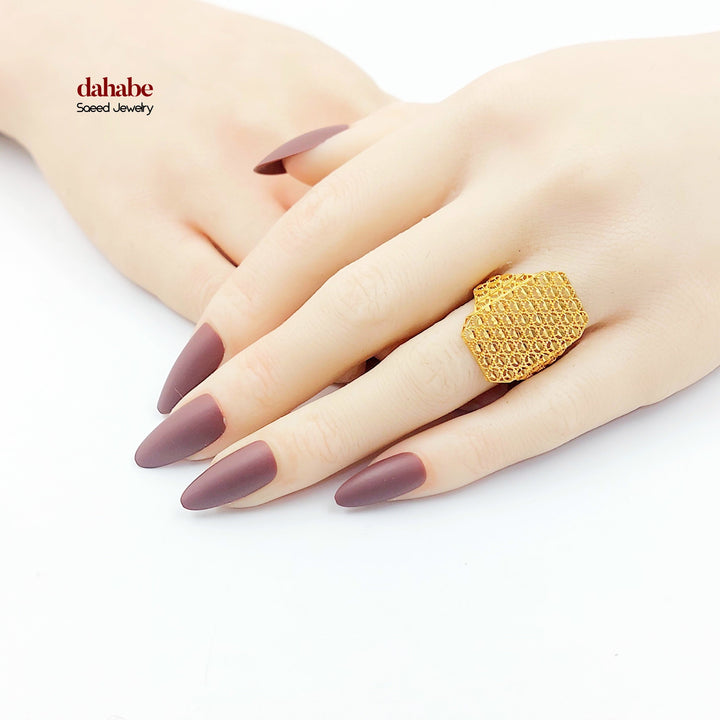 21K خاتم خلية النحل-مجوهرات الشيخ سعيد-Saeed Jewelry 