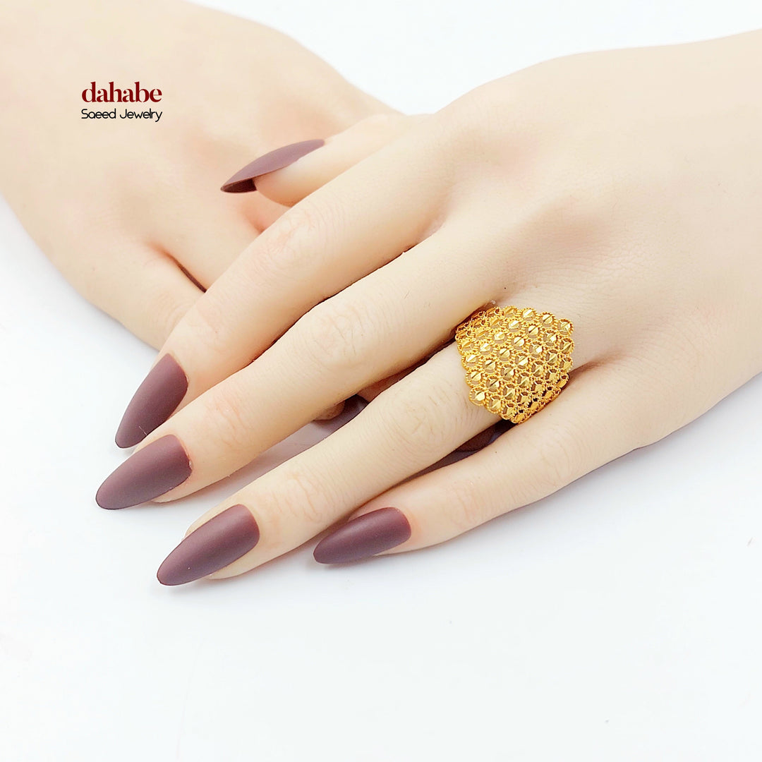 21K خاتم خلية النحل-مجوهرات الشيخ سعيد-Saeed Jewelry 