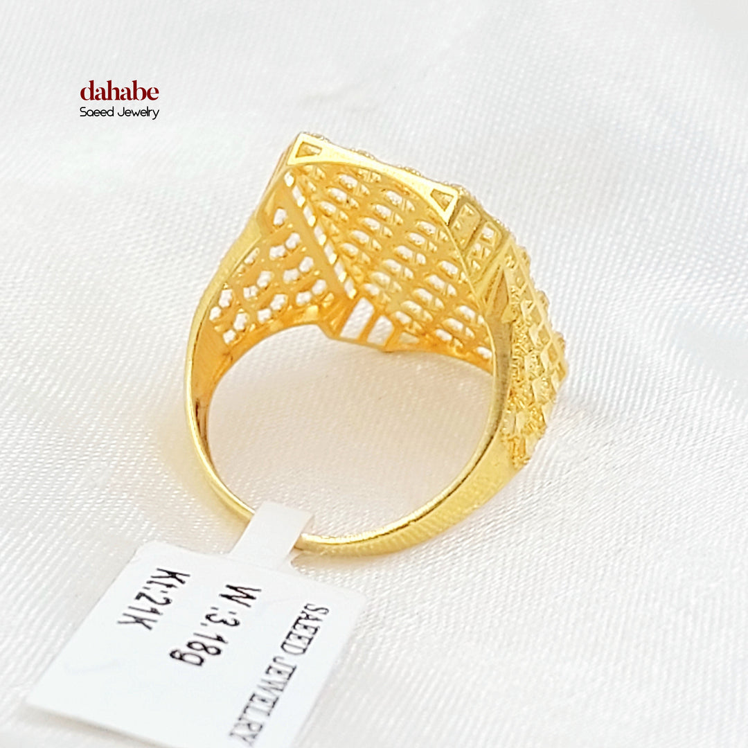 21K خاتم خلية النحل-مجوهرات الشيخ سعيد-Saeed Jewelry 