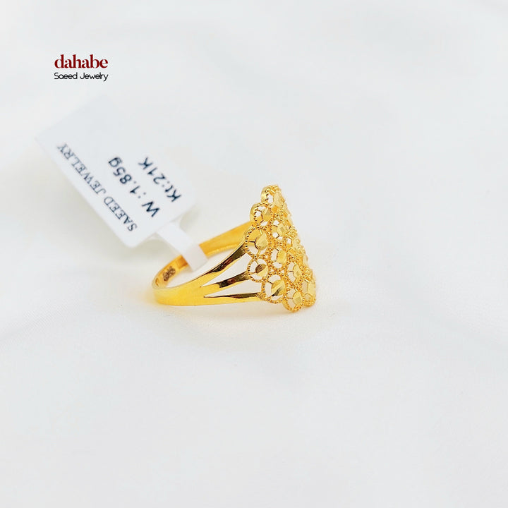 21K Gold Honeycomb Statement Ring