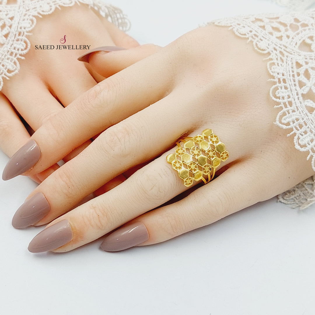 21K خاتم خلية النحل-مجوهرات الشيخ سعيد-Saeed Jewelry 