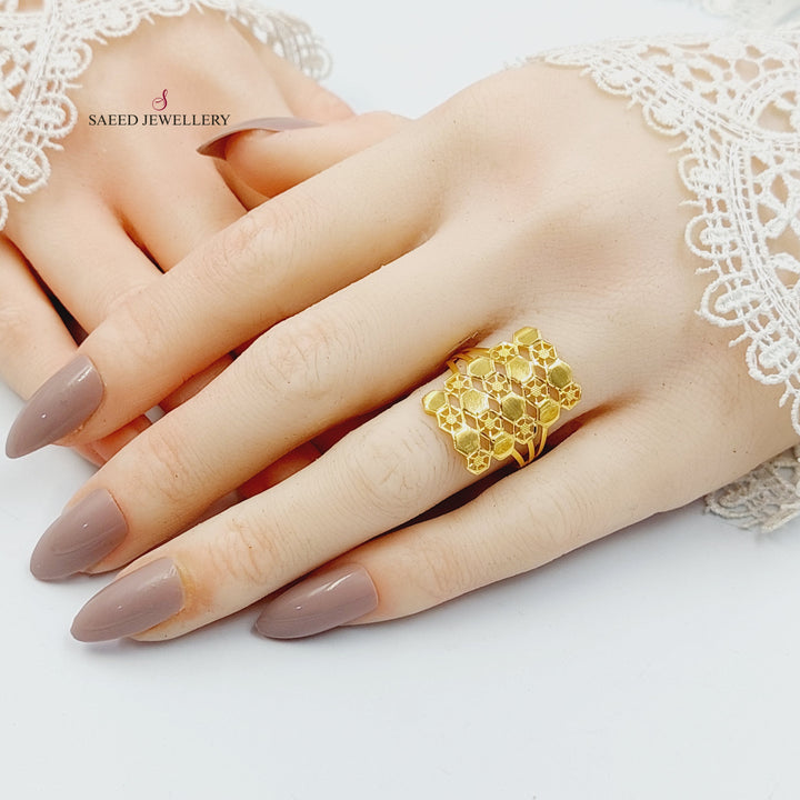 21K خاتم خلية النحل-مجوهرات الشيخ سعيد-Saeed Jewelry 