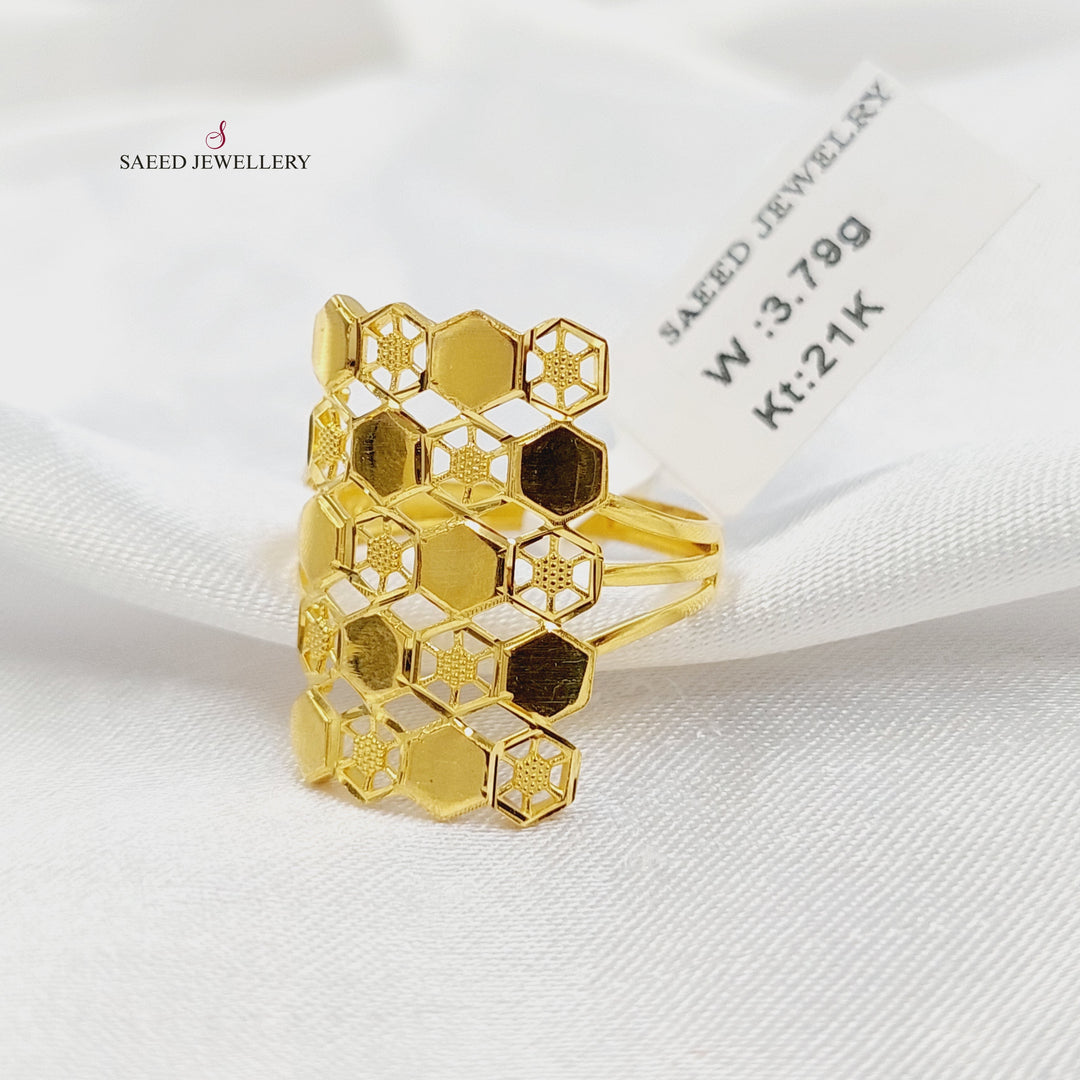 21K خاتم خلية النحل-مجوهرات الشيخ سعيد-Saeed Jewelry 