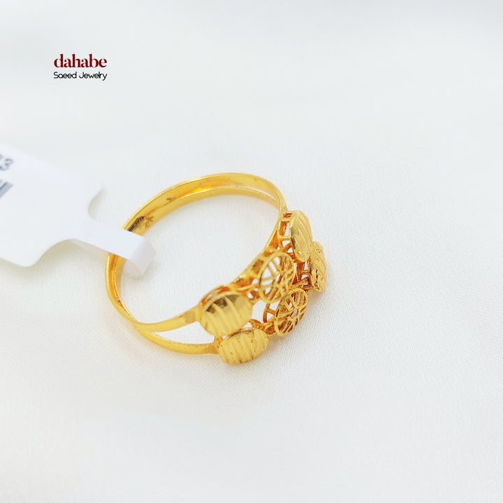 21K Gold Disc Motif Ring