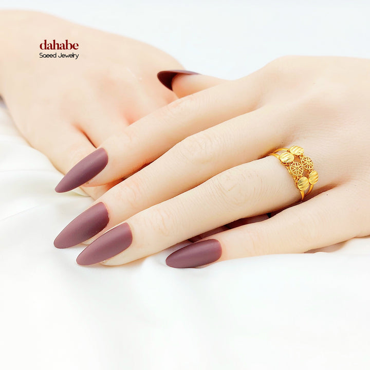 21K Gold Disc Motif Ring