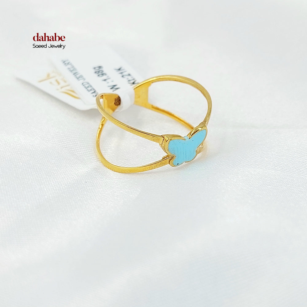 21K خاتم اكس فراشة-مجوهرات الشيخ سعيد-Saeed Jewelry 