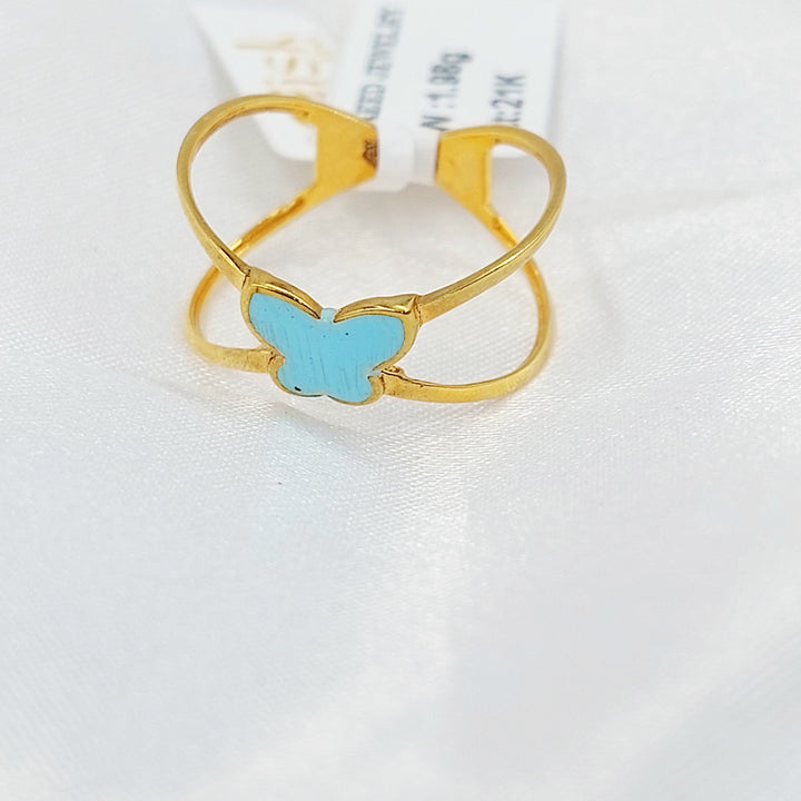 21K خاتم اكس فراشة-مجوهرات الشيخ سعيد-Saeed Jewelry 