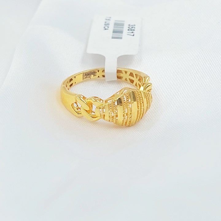Cuban Links Engraved Ring Made of 21K Gold by Saeed Jewelry 