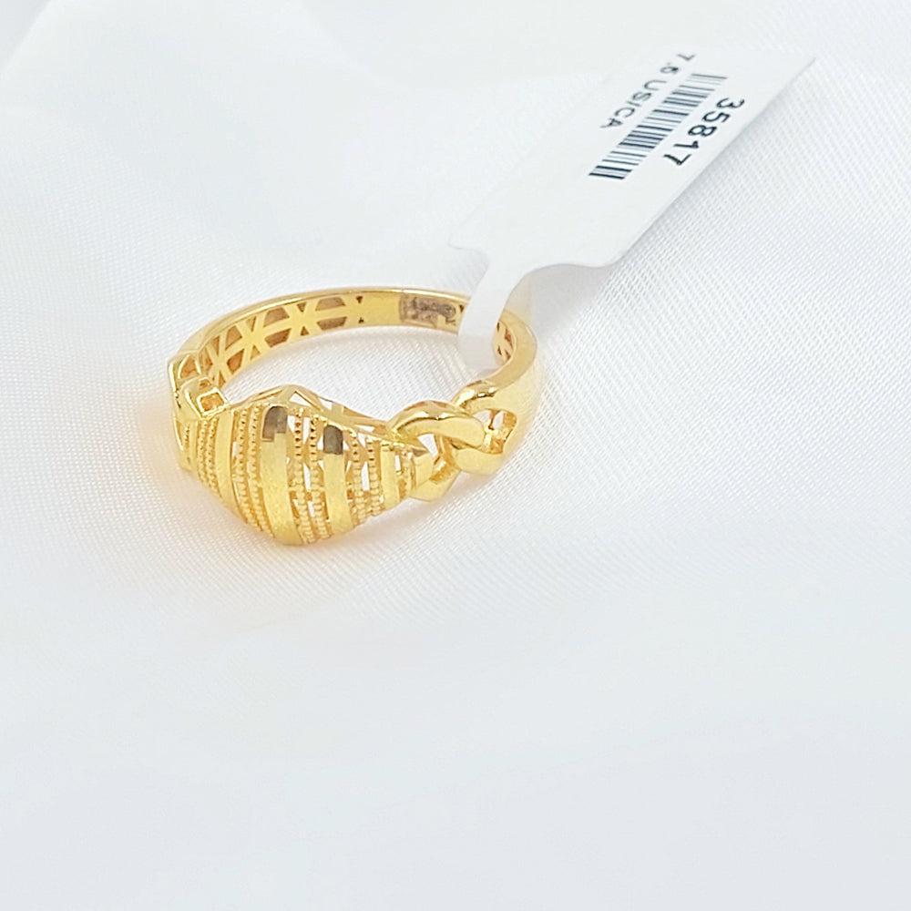 Cuban Links Engraved Ring Made of 21K Gold by Saeed Jewelry 