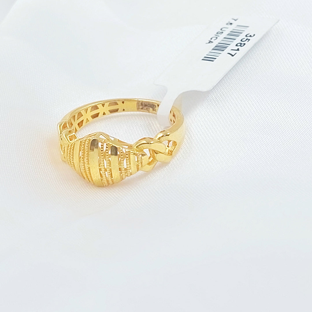 Cuban Links Engraved Ring Made of 21K Gold by Saeed Jewelry 