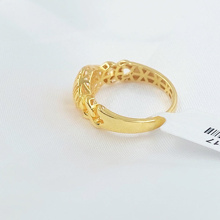 Cuban Links Engraved Ring Made of 21K Gold by Saeed Jewelry 