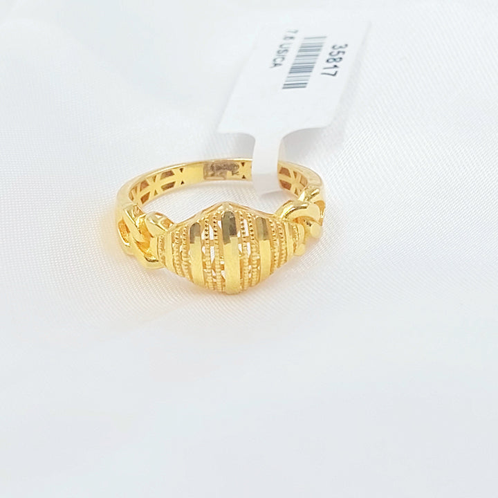 Cuban Links Engraved Ring Made of 21K Gold by Saeed Jewelry 