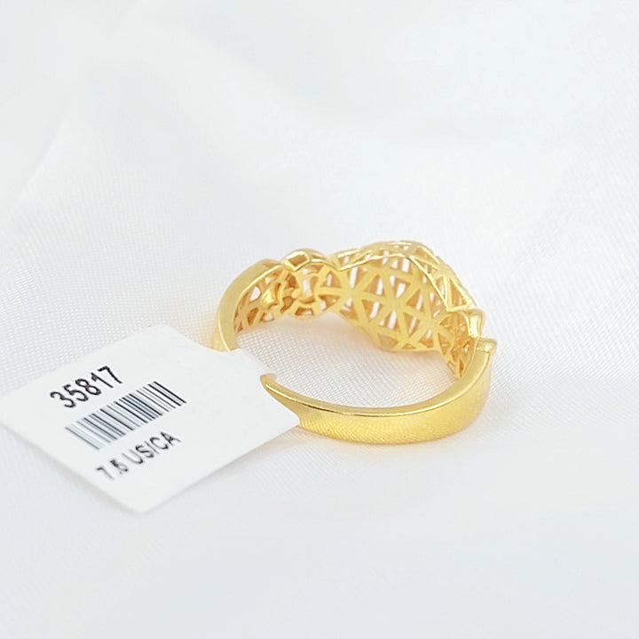 Cuban Links Engraved Ring Made of 21K Gold by Saeed Jewelry 