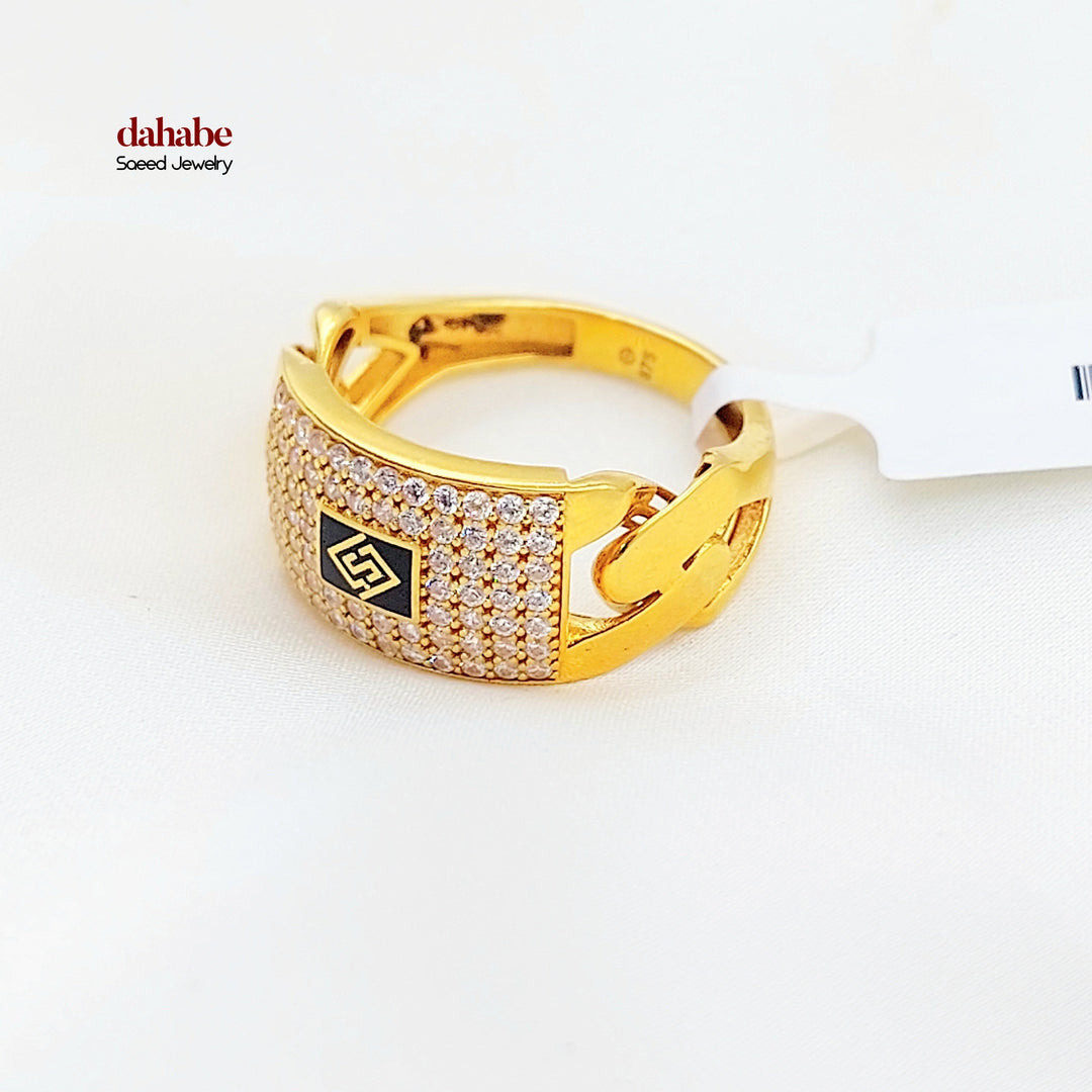 Deluxe Cuban Links Ring Made of 21K Gold by Saeed Jewelry 