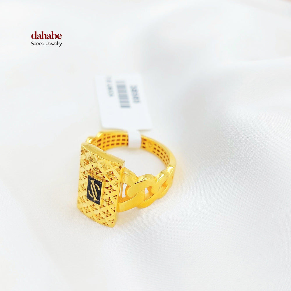 21K Gold Rectangular Signet Ring