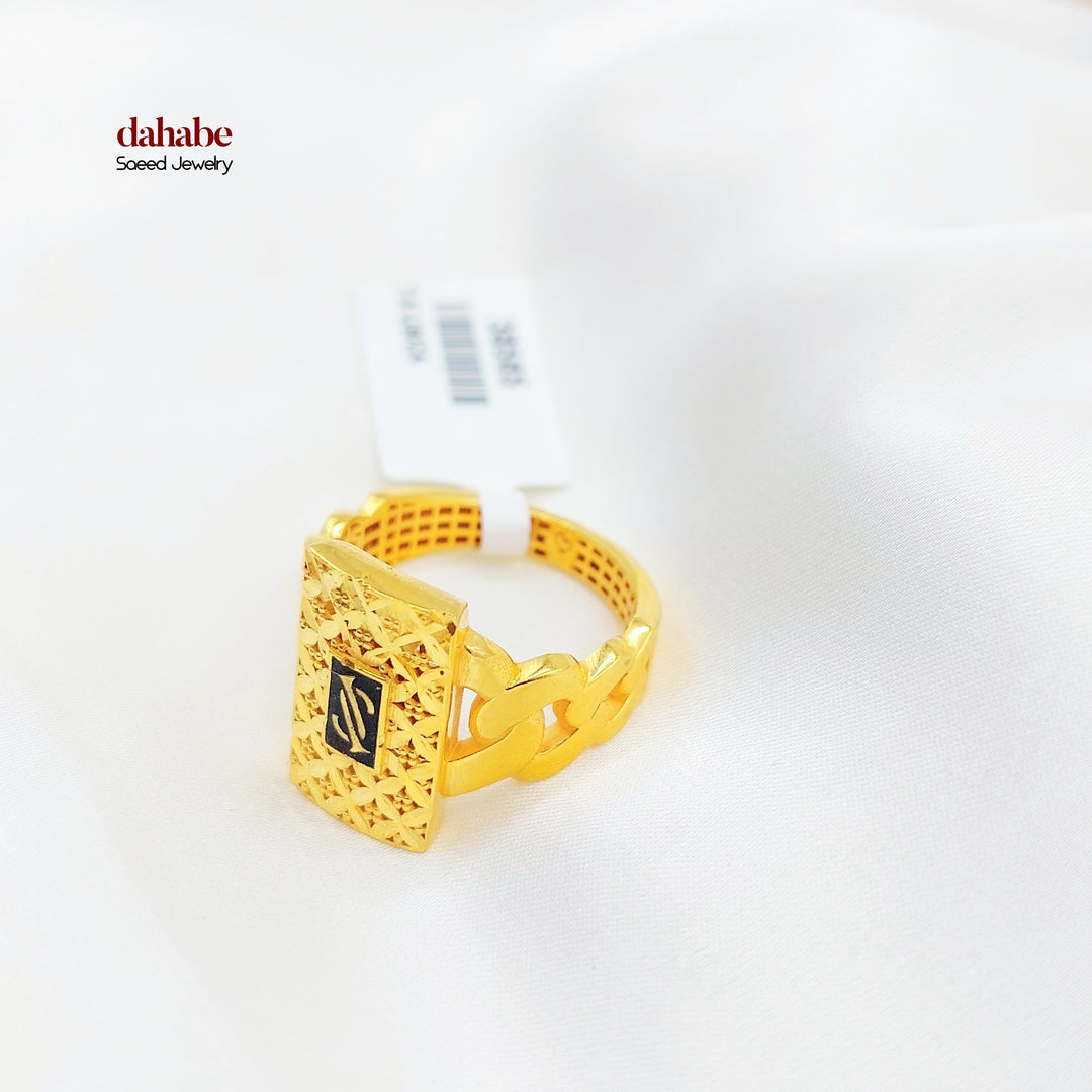 21K Gold Rectangular Signet Ring