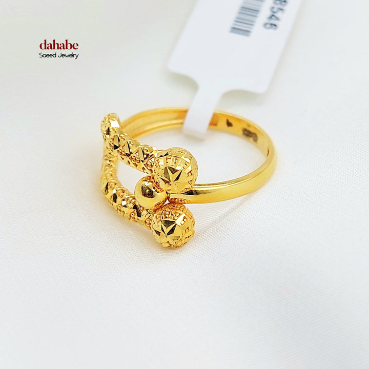 21K Gold Ball-End Ring