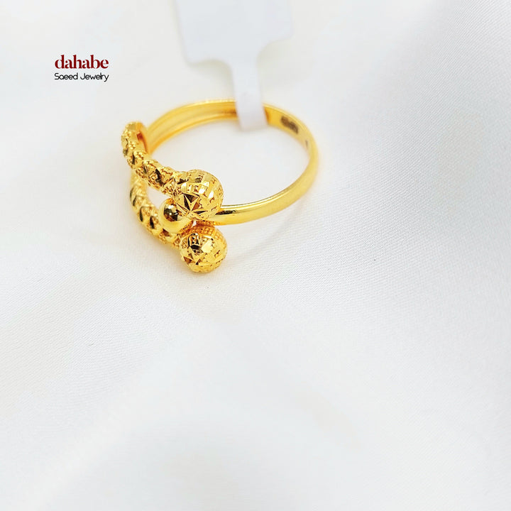 21K Gold Ball-End Textured Ring