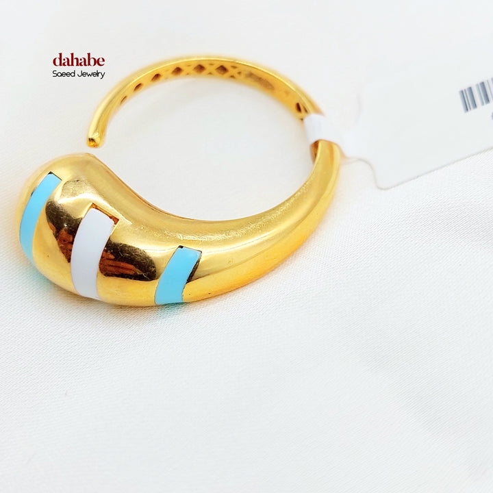 21K Gold Blue &amp; White Accent Ring