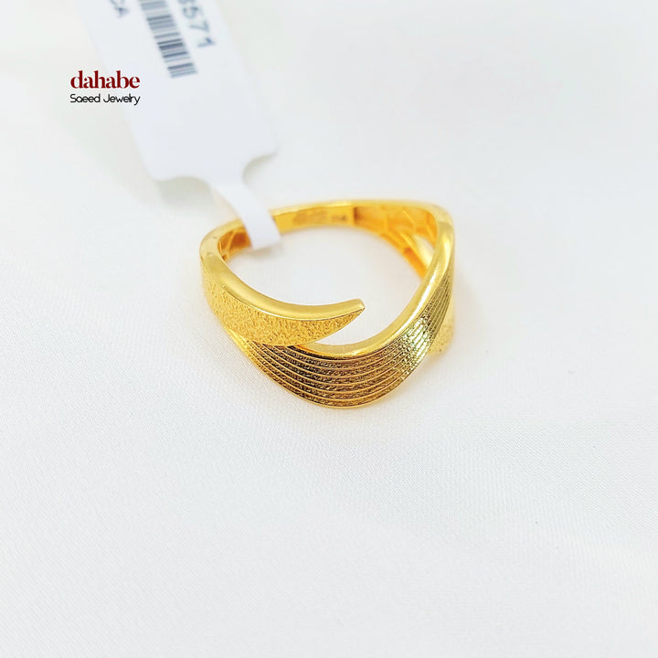 21K Gold Ribbed Crossover Ring