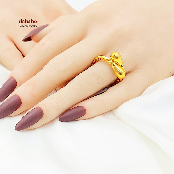 Deluxe Twisted Ring Made of 21K Gold by Saeed Jewelry 
