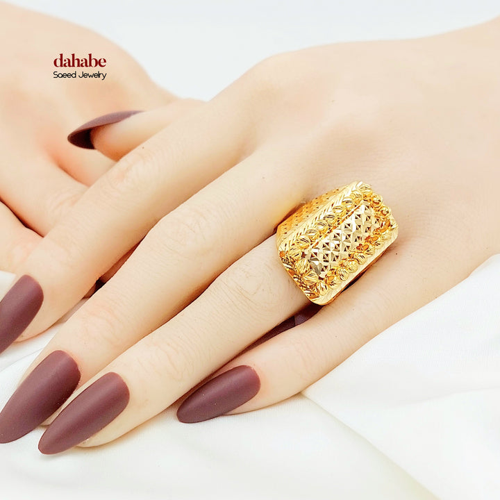 21K Gold Textured Statement Ring