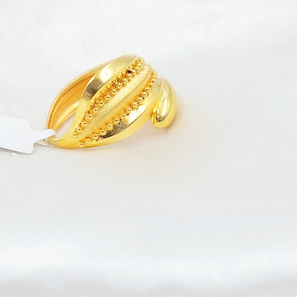 Zircon Studded Cuban Links Ring Made of 21K Gold by Saeed Jewelry 