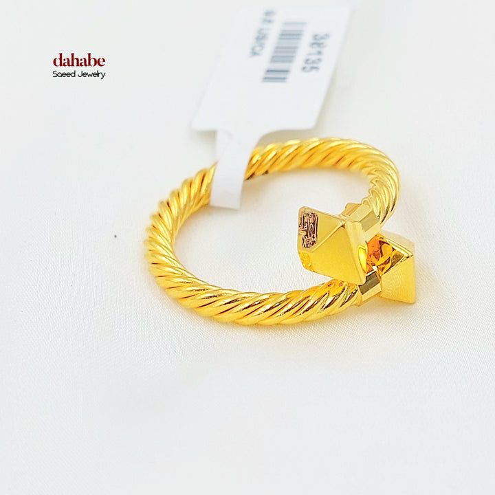 Deluxe Twisted Ring Made of 21K Gold by Saeed Jewelry 