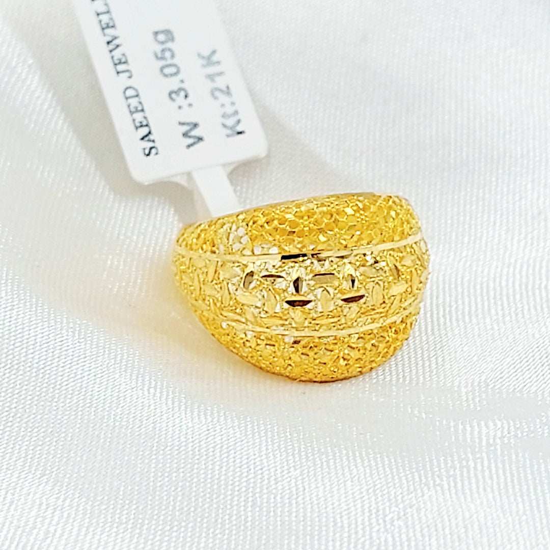 Deluxe Engraved Ring Made of 21K Gold by Saeed Jewelry 
